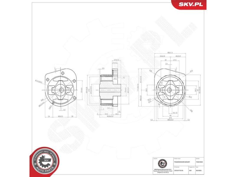 Mounting, automatic transmission 75SKV823