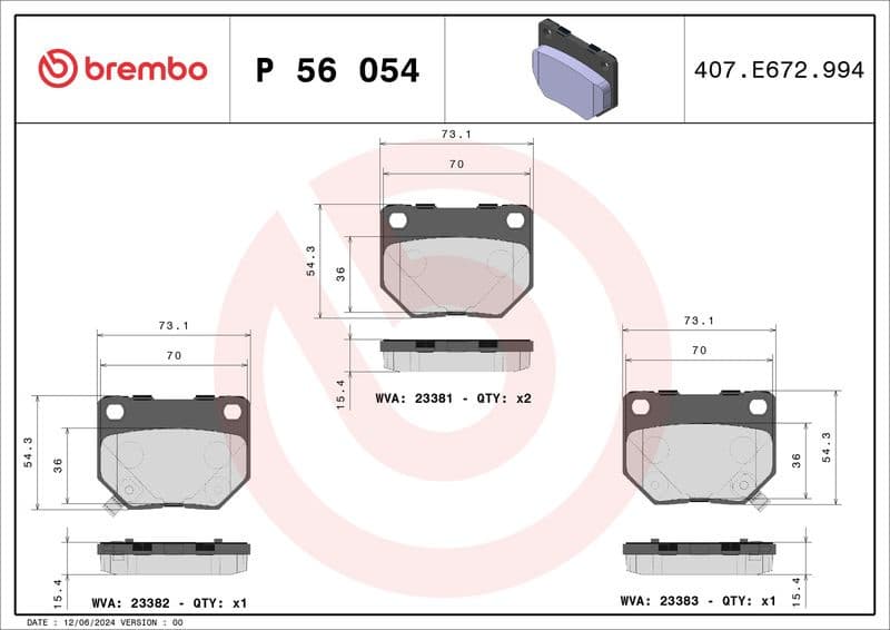 Brake Pad Set, disc brake PRIME LINE P 56 054