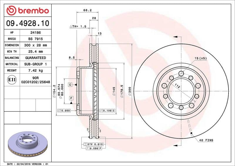 Brake Disc PRIME LINE 09.4928.10