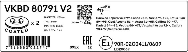 Brake Disc VKBD 80791 V2 - image 2