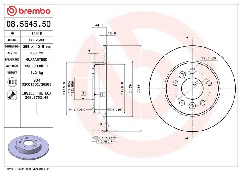 Brake Disc PRIME LINE 08.5645.50 - image 3
