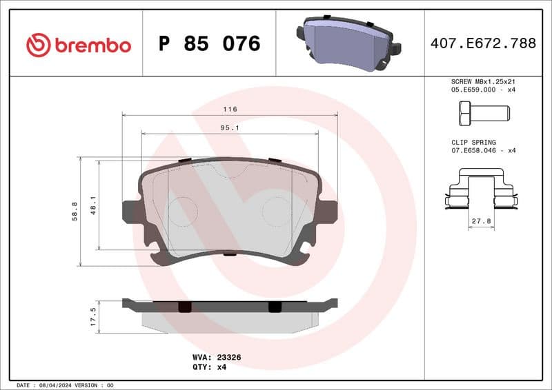 Brake pads rear, Top Quality P85076 - image 3