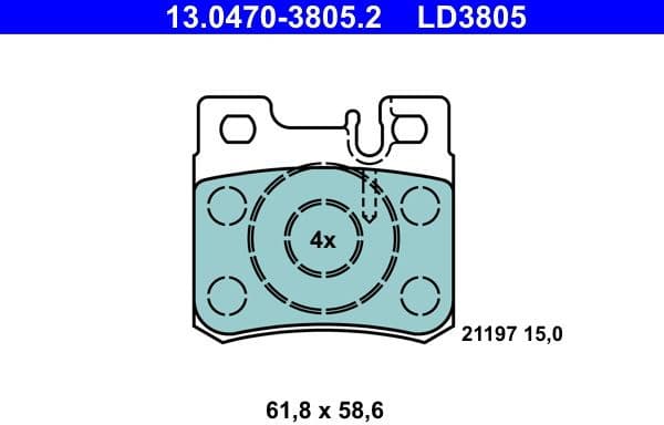 Brake Pad Set, disc brake ATE Ceramic 13.0470-3805.2 - image 2