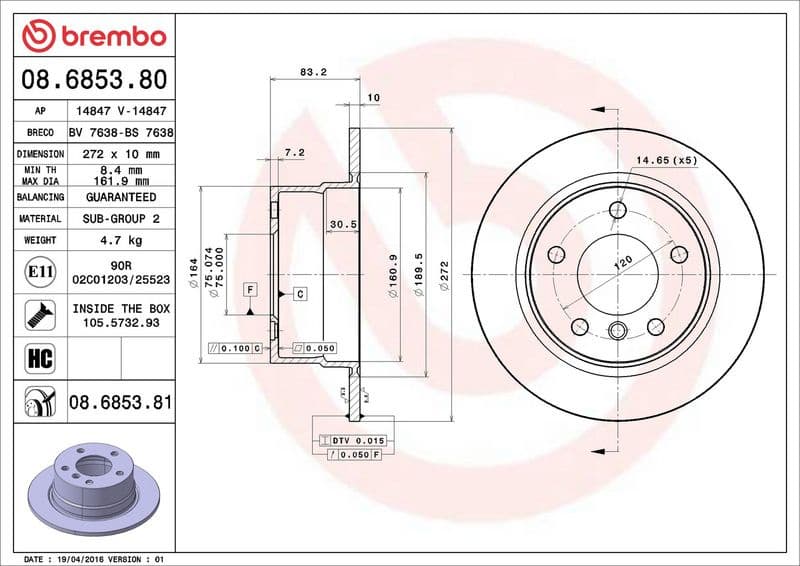 Brake Disc PRIME LINE - UV Coated 08.6853.81 - image 3