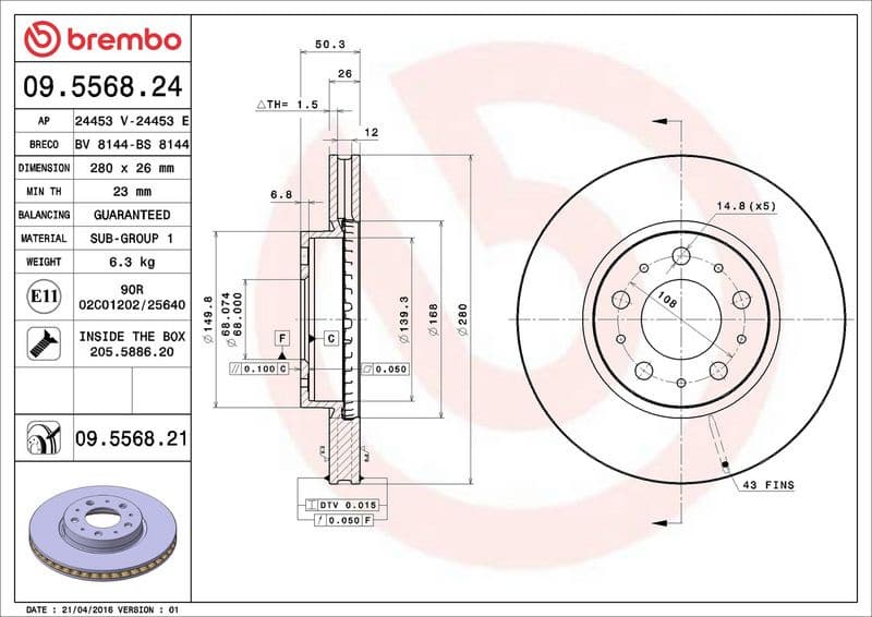 Brake Disc PRIME LINE - UV Coated 09.5568.21 - image 3