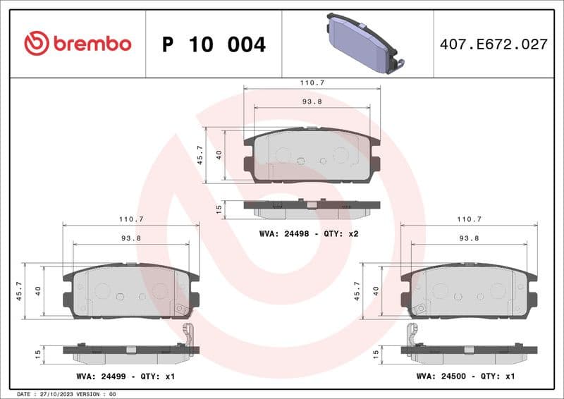 Brake pads rear, Top Quality P10004 - image 3