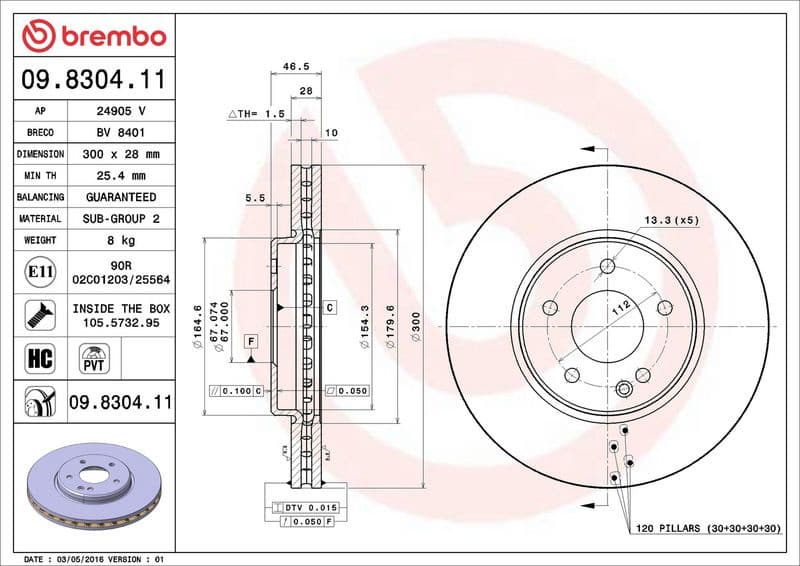 Brake Disc PRIME LINE - UV Coated 09.8304.11 - image 3