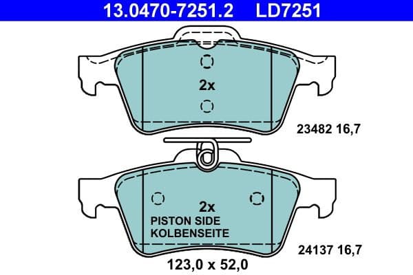 Brake Pad Set, disc brake ATE Ceramic 13.0470-7251.2 - image 2