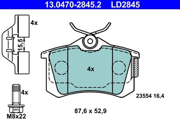 Brake Pad Set, disc brake ATE Ceramic 13.0470-2845.2 - image 2
