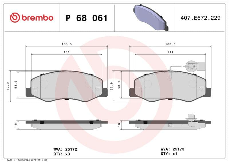 Brake pads front=rear, Premium Quality P68061 - image 3