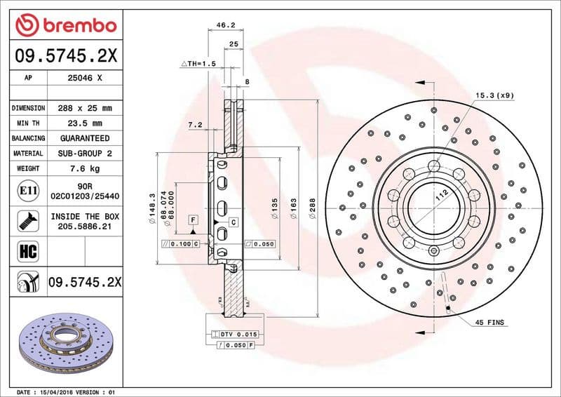 Brake Disc XTRA LINE - Xtra 09.5745.2X - image 3