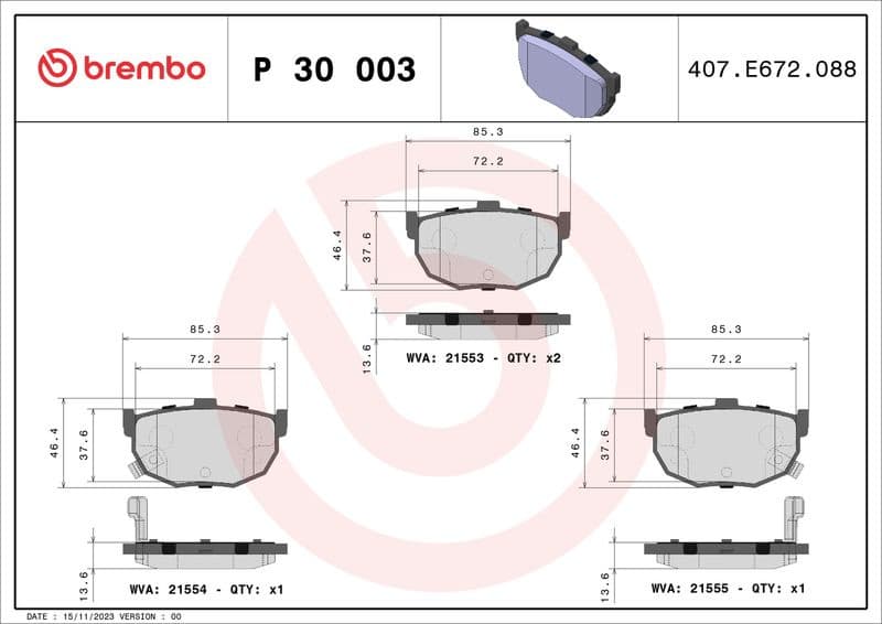 Brake Pad Set, disc brake PRIME LINE P30003 - image 3
