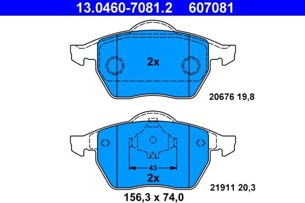 Brake Pad Set, disc brake 13.0460-7081.2 - image 2