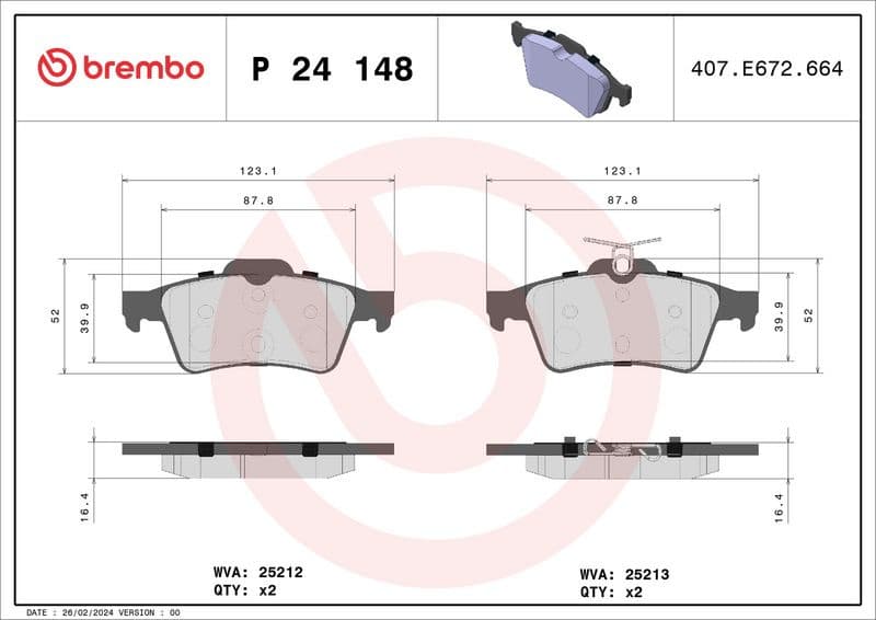 Brake Pad Set, disc brake XTRA LINE P24148X - image 3
