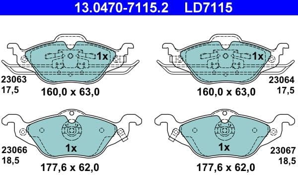 Brake Pad Set, disc brake ATE Ceramic 13.0470-7115.2 - image 2