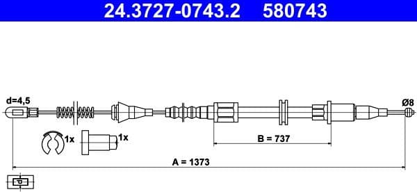 Cable Pull, parking brake 24.3727-0743.2 - image 2