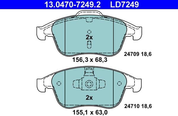 Brake Pad Set, disc brake ATE Ceramic 13.0470-7249.2 - image 2