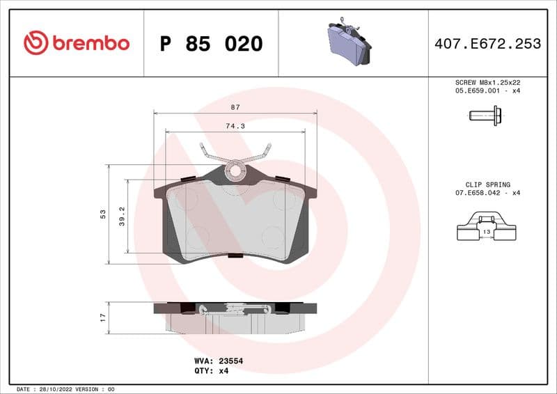 Brake pads rear, Top Quality P85020 - image 3