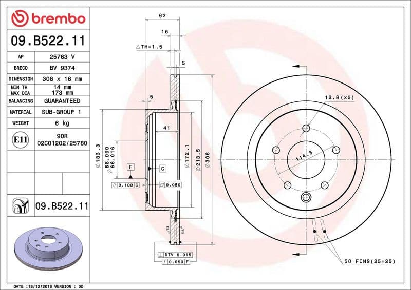 Brake Disc PRIME LINE - UV Coated 09.B522.11 - image 2
