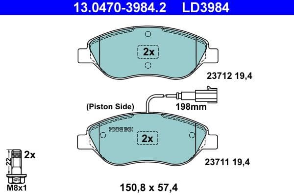 Brake Pad Set, disc brake ATE Ceramic 13.0470-3984.2 - image 3