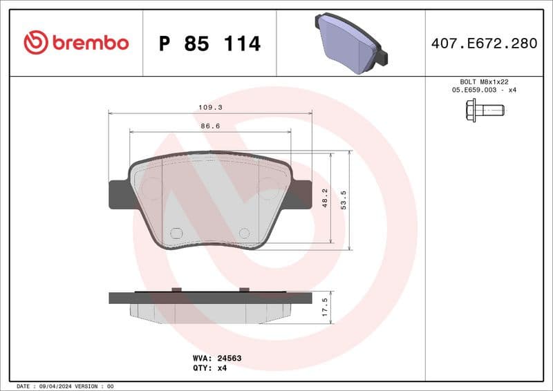 Brake pads rear, Top Quality P85114 - image 3