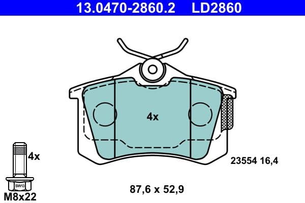 Brake Pad Set, disc brake ATE Ceramic 13.0470-2860.2 - image 2