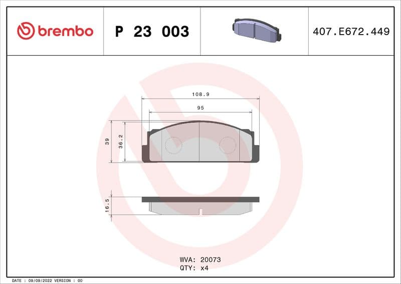 Brake Pad Set, disc brake PRIME LINE P23003 - image 3