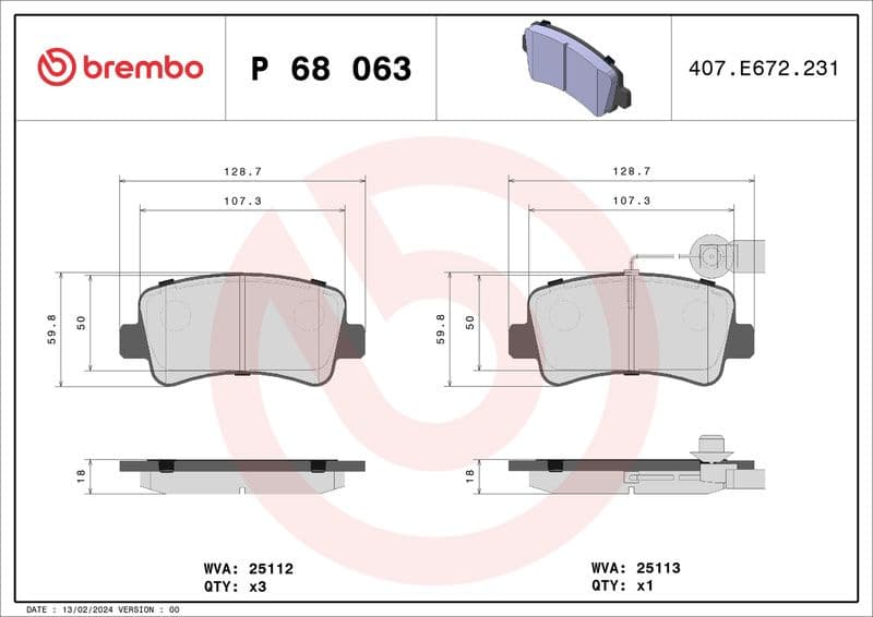 Brake pads rear, Top Quality P68063 - image 3