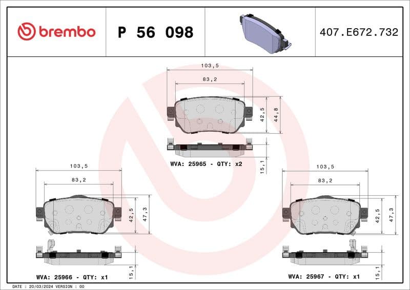 Brake pads rear, Top Quality P56098 - image 3