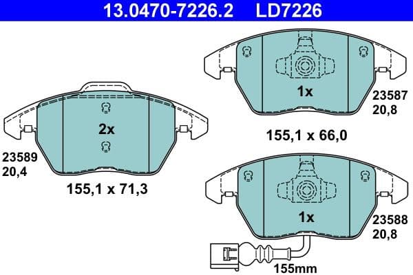Brake Pad Set, disc brake ATE Ceramic 13.0470-7226.2 - image 2
