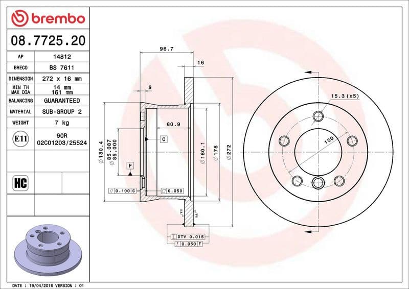 Brake Disc PRIME LINE 08.7725.20 - image 3