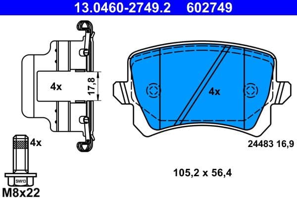 Brake Pad Set, disc brake 13.0460-2749.2 - image 3
