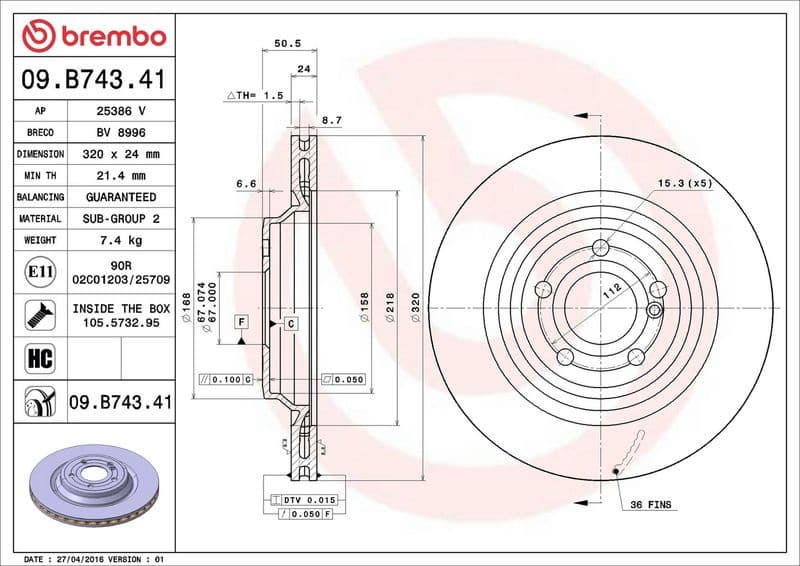 Brake Disc PRIME LINE - UV Coated 09.B743.41 - image 3