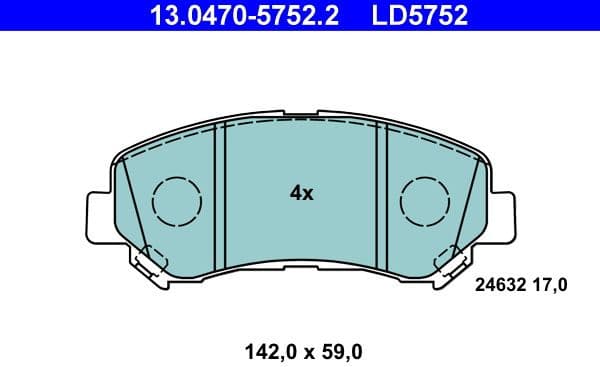 Brake Pad Set, disc brake ATE Ceramic 13.0470-5752.2 - image 2
