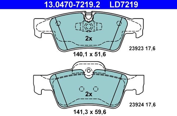 Brake Pad Set, disc brake ATE Ceramic 13.0470-7219.2 - image 2