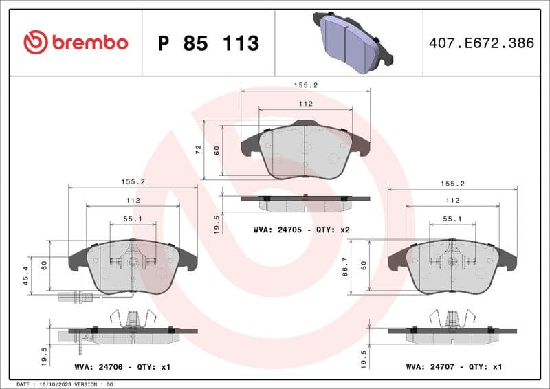 Brake pads front, Top Quality P85113 - image 3