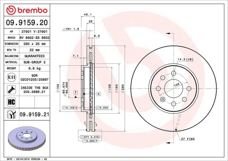 Brake Disc PRIME LINE - UV Coated 09.9159.21 - image 3