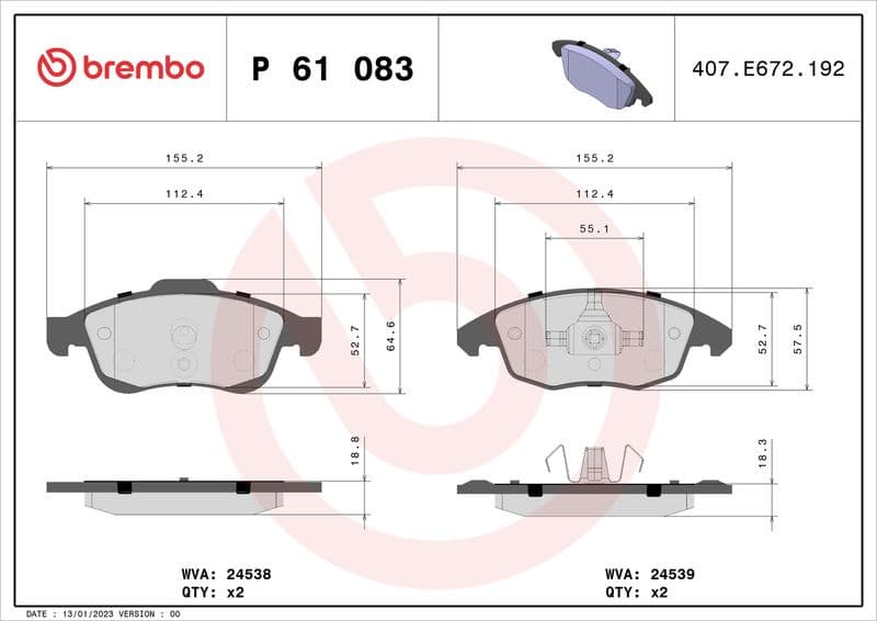 Brake pads front, Top Quality P61083 - image 3