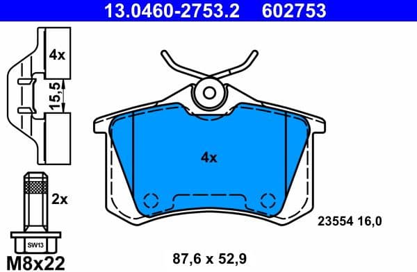 Brake Pad Set, disc brake 13.0460-2753.2 - image 2
