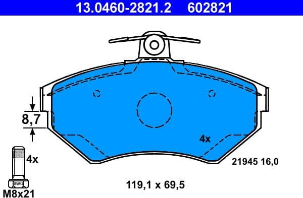 Brake Pad Set, disc brake 13.0460-2821.2 - image 3