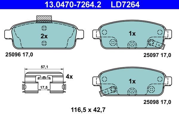 Brake Pad Set, disc brake ATE Ceramic 13.0470-7264.2 - image 2