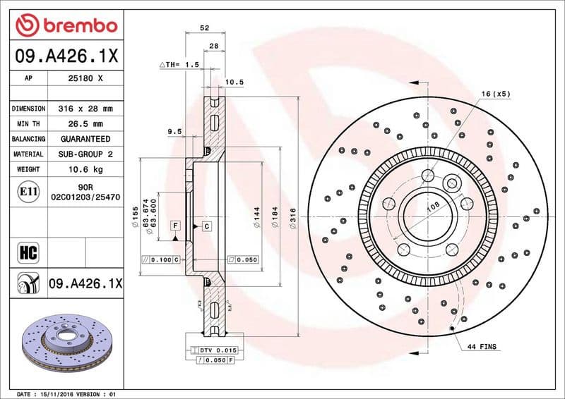 Brake Disc XTRA LINE - Xtra 09.A426.1X - image 3