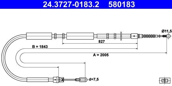 Cable Pull, parking brake 24.3727-0183.2 - image 2