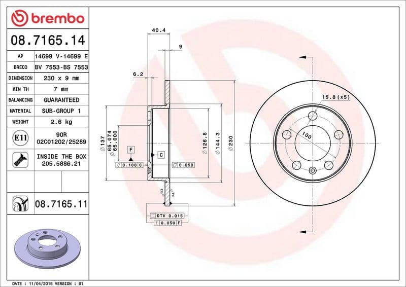 Brake discs kit rear, (2pcs), Top Quality 08.7165.11 - image 3