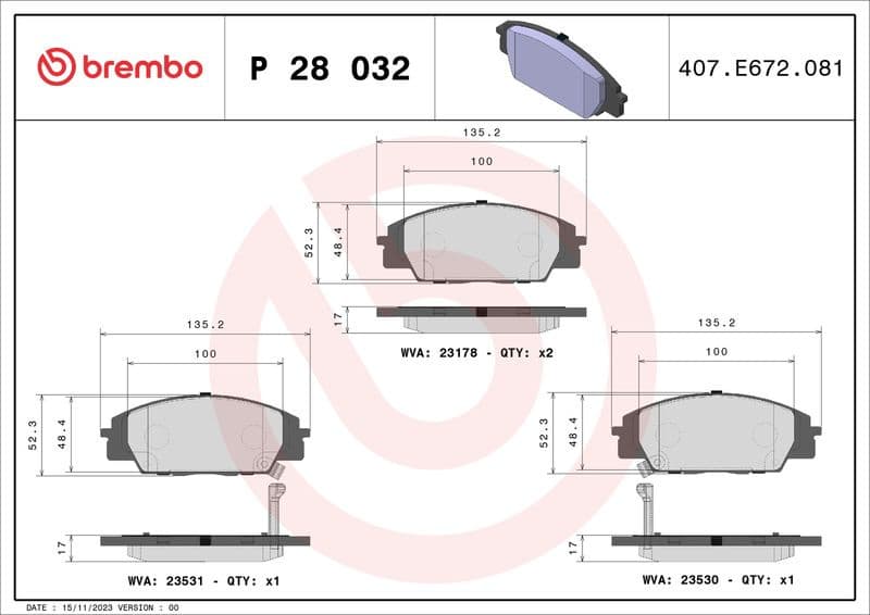 Brake Pad Set, disc brake PRIME LINE P28032 - image 3