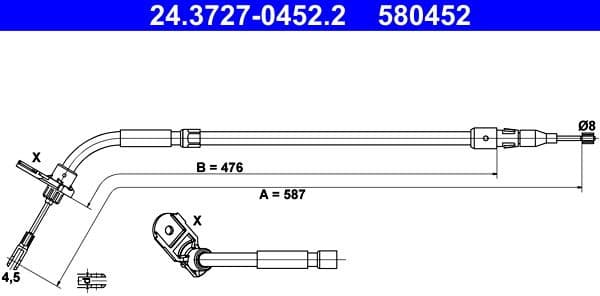 Cable Pull, parking brake 24.3727-0452.2 - image 2