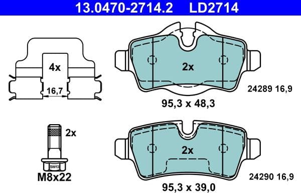 Brake Pad Set, disc brake ATE Ceramic 13.0470-2714.2 - image 3