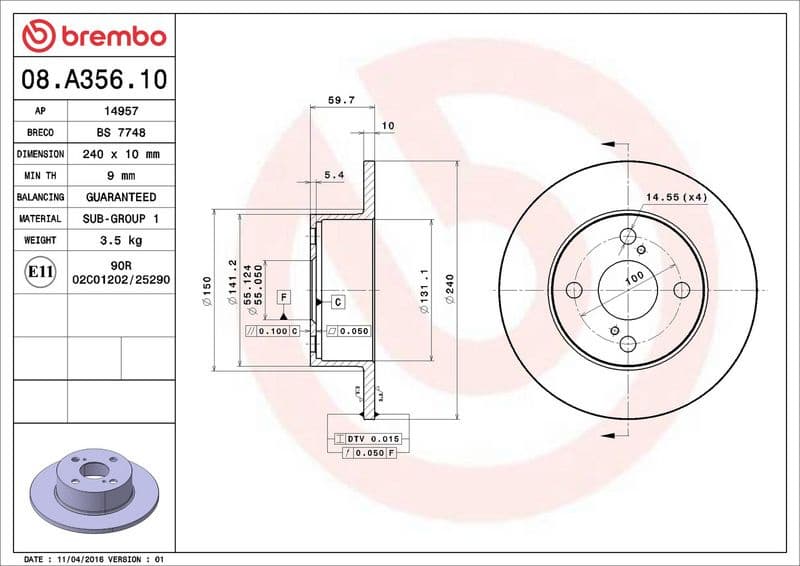 Brake Disc PRIME LINE 08.A356.10 - image 3