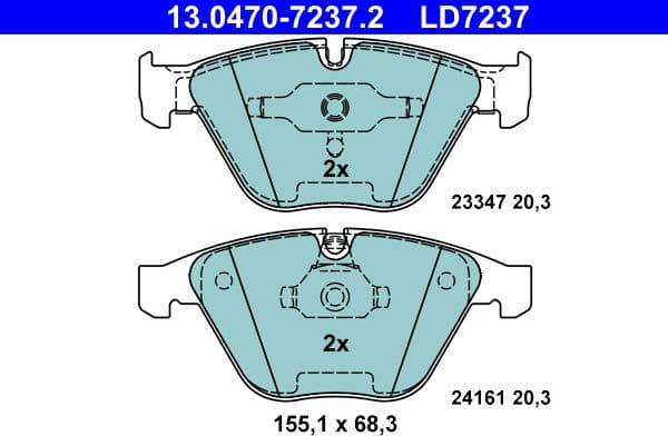 Brake Pad Set, disc brake ATE Ceramic 13.0470-7237.2 - image 2