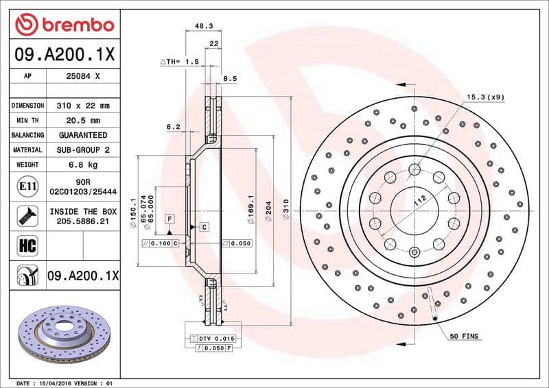 Brake Disc XTRA LINE - Xtra 09.A200.1X - image 3